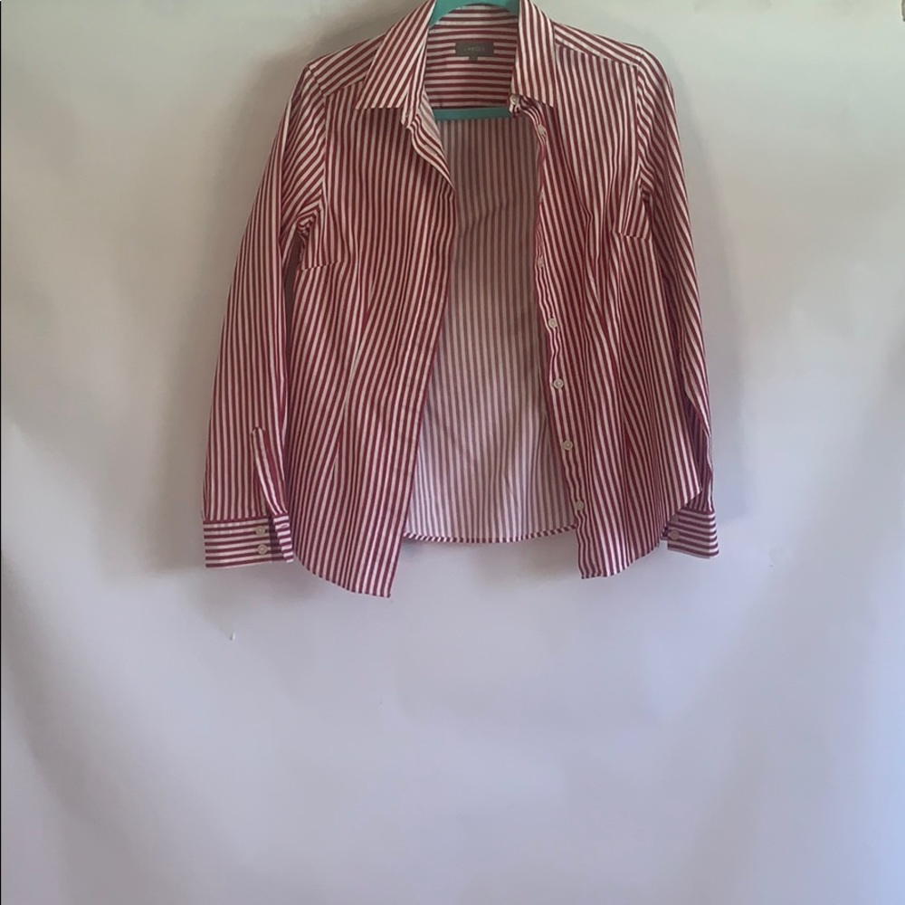 Red and White striped button up